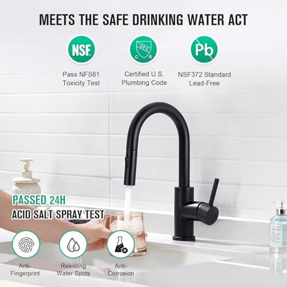 CREA Bathroom Faucet with Pull Out Sprayer,Black Bar Sink Faucets for Small Kitchen Mini Pre Wet Bar Vanity,Single Handle Pull Down 2 Modes,cUPC/NSF - color: A-Black