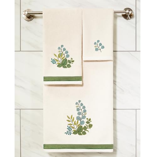 Verdant 4-Piece Luxury Towel Set, Applique Embroidered Bouquet, Plush Turkish Cotton, Durable & Quick Dry, Vibrant Bathroom Ensemble, 2 Bath 2 Hand Towels, Beige - color: Beige, size: 2 Pcs Bath 2 Pcs Hand Towel
