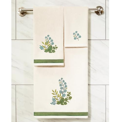 Verdant 4-Piece Luxury Towel Set, Applique Embroidered Bouquet, Plush Turkish Cotton, Durable & Quick Dry, Vibrant Bathroom Ensemble, 2 Bath 2 Hand Towels, Beige - color: Beige, size: 2 Pcs Bath 2 Pcs Hand Towel