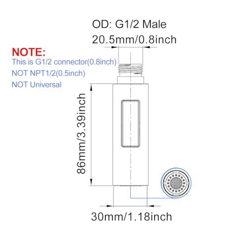 7Trees Pull Down Spray Head for Kitchen Faucet, 2-Function Bathroom Faucet Replacement Head, Water Nozzle, 1.8 GPM G1/2 Pull-Out Spray Nozzle, 0.8inch Connector (Chrome Polished) - color: Chrome Polished