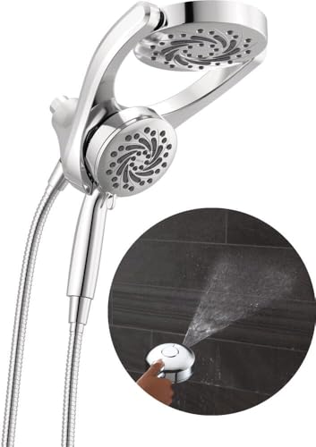 Delta 5-Setting HydroRain 2-in-1 Dual Shower Head with ProClean Spray, Chrome High Pressure Shower Head with Handheld Spray, 1.75 GPM Flow Rate, Chrome 75419 - color: Chrome
