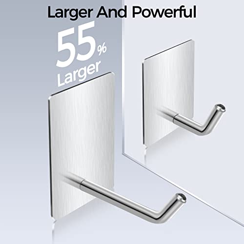 Adhesive Hooks Heavy Duty, Long Stainless Steel Self Adhesive Wall Hook, Sticky Towel Hangers for Kitchen Bathroom, Waterproof Stick on Door Hooks for Hanging Key Hat Coat 4Packs | Drill-free sticky hooks for kitchen, bathroom & door; hang towel, coat, ha