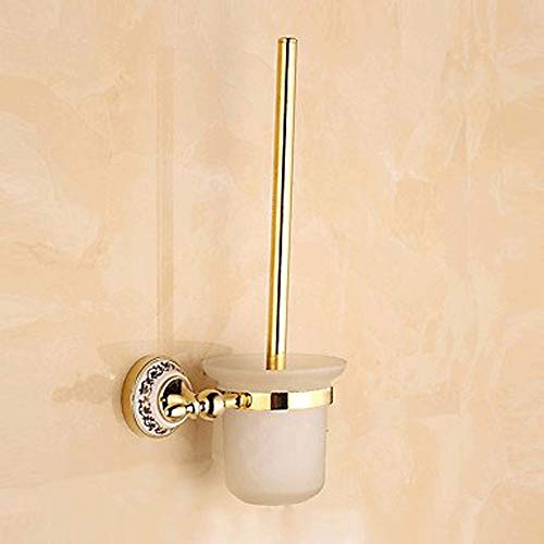 Plastic Bathroom Toilet Bowl Plunger Set with Lift & Lock Cover, Compact Discreet Freestanding Storage Caddy with Base, Sleek Design - Heavy Duty Bronze