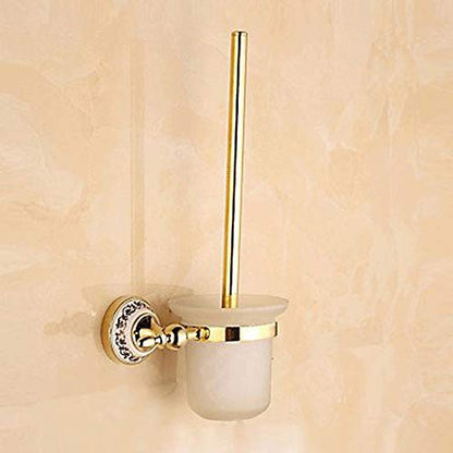 Plastic Bathroom Toilet Bowl Plunger Set with Lift & Lock Cover, Compact Discreet Freestanding Storage Caddy with Base, Sleek Design - Heavy Duty - Bronze