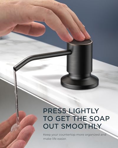 FORIOUS Kitchen Faucet with Soap Dispenser, High Arc, Oil Rubbed Bronze | Pull Down Sprayer, Lead-Free Stainless Steel, 3 mode Sprayer, Classic Single Handle Bar Sink Faucet for Rv Laundry Camper - color: Oil Rubbed Bronze, style: Classic