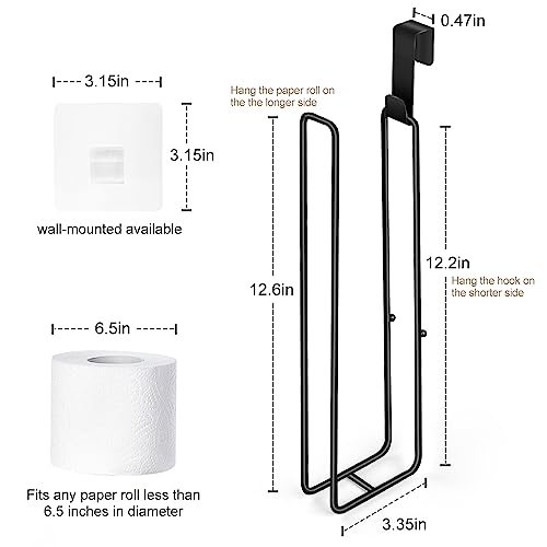 Black Bathroom Toilet Paper Roll Holder for 3 Roll Tissue （2Pcs） | , Brushed Nickel,Over The Tank Toilet Paper Holder,Self Adhesive Toilet Paper Storage Wall Mount,Stainless Steel - color: F:hold 3 Rolls Tissue(2pcs,black)