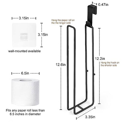 Black Bathroom Toilet Paper Roll Holder for 3 Roll Tissue （2Pcs） | , Brushed Nickel,Over The Tank Toilet Paper Holder,Self Adhesive Toilet Paper Storage Wall Mount,Stainless Steel - color: F:hold 3 Rolls Tissue(2pcs,black)