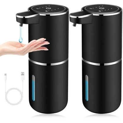 VZZNN 2 Pack Automatic Soap Dispenser,Automatic Liquid Soap Dispenser Touchless,12.8oz/380ml USB Rechargeabled Wall Mounted Smart Soap Dispensers for Bathroom Kitchen Dish Soap(Black) - color: Black, size: Liquid x2