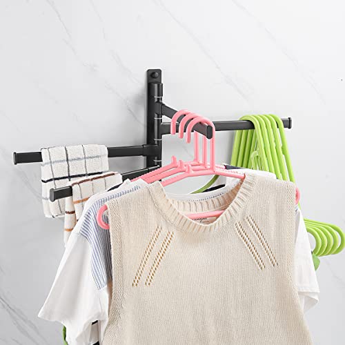 Swivel Hand Towel Bar Bathroom Swing Hanger Towel Rack Holder Matte Black Finish, Wall Mounted, 5-Arm - size: 5-Arm