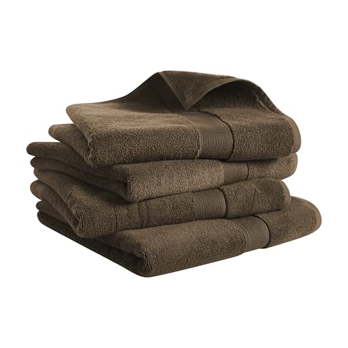 Luxury Cotton & Rayon from Bamboo Towel Set of 4 Bath Towels (28x54) – Ultra Soft, Absorbent & Quick Drying – Multiple Colors (Chocolate) - color: Chocolate