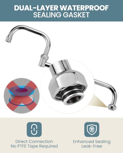 Commercial Faucet Swivel Spout Replacement: iVIGA 18“ Add-on Swing Nozzle - Chrome Polished Spout Replacement For Commercial Kitchen Sink Faucet - 1.8gpm/ 2.2gpm Aerator - G3/4 Internal Thread - size: 18 Inch