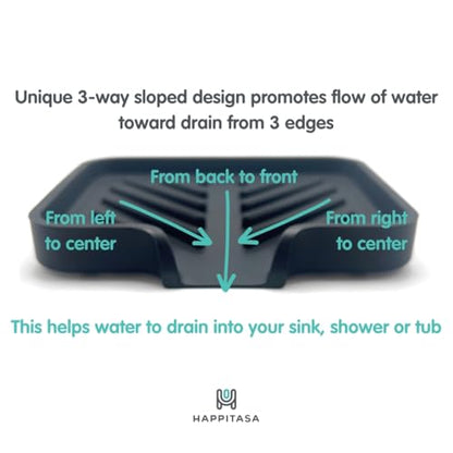 Silicone Soap Dish Tray and Sponge Holder with Drain Chute and Feet | 3-Way Sloped Design | Bathroom and Kitchen Sink Organizer Caddy (Sand Dollar, 5"x4", 3.5 Ounces) - color: Sand Dollar, size: 5"x4"