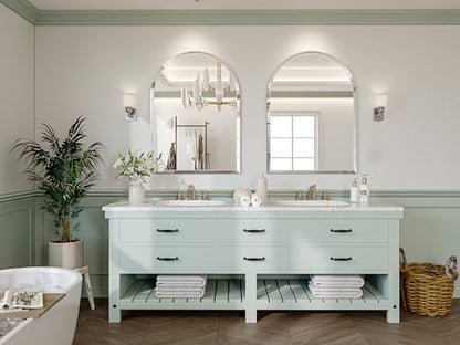 Frameless Bathroom Mirror, 22"x30" Beveled Arched Vanity Mirrors | Frameless, 15mm beveled edge, 5mm HD glass, shatterproof, anti-rust, french cleat, for bathroom/bedroom/entryway - size: 22"L x 30"W