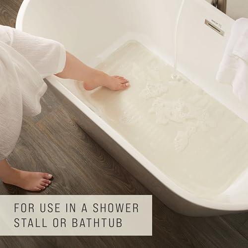 Rubbermaid Commercial Products Bath Tub and Shower Mat, 36-Inch X 18-Inch, White, Extra Long, Machine Washable, Safti-Grip Non-Slip Bathroom Mat with Suction Cups for Home/Hotel/Shower/Bathtub - size: X-Large
