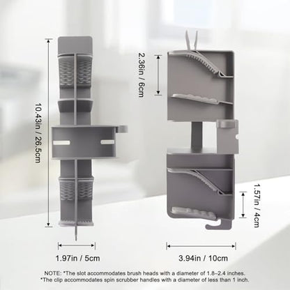 Wall Mount Organizer Rack for Electric Spin Scrubber | Hanging Rack Handle Dia. under 1 inch,Storage Holder, Cleaning Brush Caddy for Bathroom Kitchen