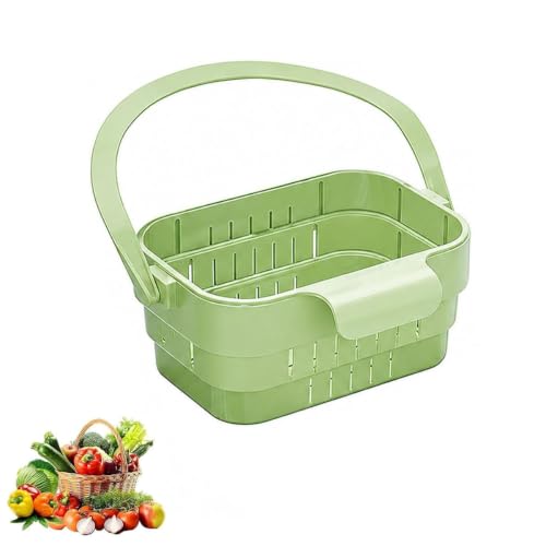Foldable Hanging Sink Drain Basket, Kitchen Sink Strainer Basket (Green) | Space Saving Multi-functional Faucet Storage Rack Draining for Fruits Vegetables