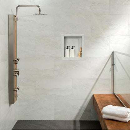Palisade 17.5 in x 15.5 in Vinyl Shower Niche Polar Frost | Waterproof Shower Insert - color: Polar Frost