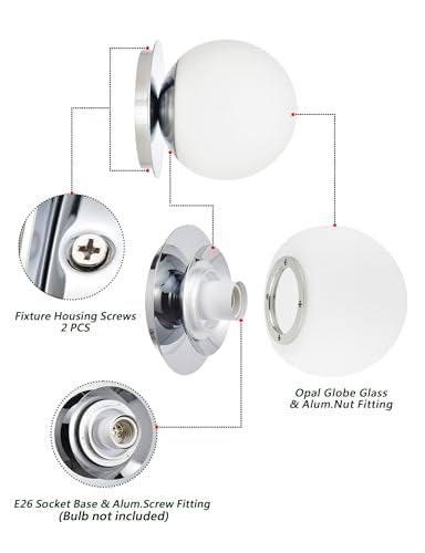 Chrome Wall Sconces, 1 Light Modern Globe Sconce, Wall Light for Bedroom Bathroom Living Room & Hallway Vanity Lighting, Ceiling Light Fixture (1-Light, Chrome) - color: Chrome, size: 1-Light