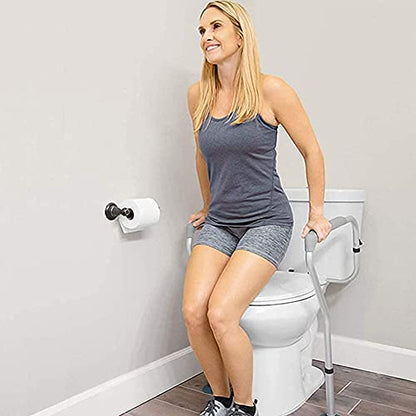 Grab Bars Toilet Grab Bars Free Standing Toilet Safety Surround Frame Chair Adjustable Aluminum Alloy Bathroom Anti-Slip Rail Handrail for Elderly Pregnant Disabled