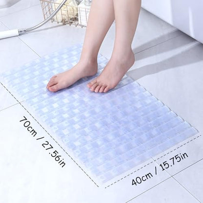 easyBee Shower Mat 27.5"x15.7", Bathtub Mat Non-Slip Bath Mat, Bathing Mat for Tub, Machine Washable, Anti-Slip Shower Liner (Clear) - color: Transparent
