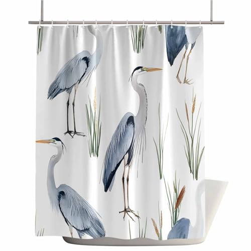 Teamery Shower Curtain, 60 x 72 Inches Shower Curtain Liner, Birds Heron in The Water Shower Curtains for Bathroom, Shower Stall & Bathtubs, Waterproof Polyester Fabric Shower Curtain Set - color: Birds Heron in the Watertmy6696, size: 72"W x 60"L (Pack o