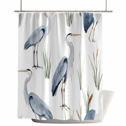 Teamery Shower Curtain, 60 x 72 Inches Shower Curtain Liner, Birds Heron in The Water Shower Curtains for Bathroom, Shower Stall & Bathtubs, Waterproof Polyester Fabric Shower Curtain Set - color: Birds Heron in the Watertmy6696, size: 72"W x 60"L (Pack o