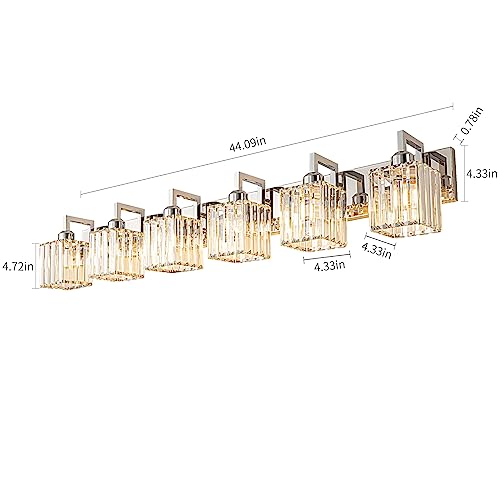 Modern Bathroom Vanity Light 6-Lights Chrome Crystal Wall Lamp Bathroom Modern Crystal Vanity Lighting - color: Chrome Crooked, size: 6-Light