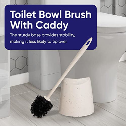 Superio Bathroom Trash Can with Toilet Brush Set Eco Friendly Modern Small Waste Basket Plastic Garbage Can with Swing Lid and Toilet Bowl Cleaner Bathroom Accessories Set
