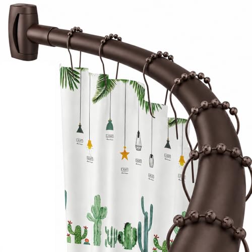 Bronze Curved Shower Curtain Rod for Bathroom 33-78 In Adjustable Extra Wide Curved Shower Rod, RustProof Stainless Steel Round Shower Rods for Bathtub, Stall Need Drilling - color: Bronze