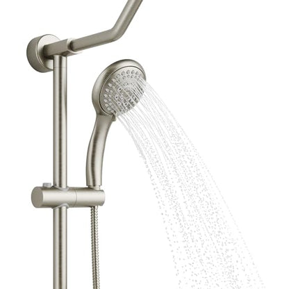 PULSE ShowerSpas Kauai III Brushed Nickel Rain Shower Head with Handheld Spray - 2.5 GPM, 8" Showerhead, 5-Function HandShower, Adjustable Slide Bar - Shower Heads with Handheld Spray Combo - color: Brushed Nickel, size: 2.5 Gallon Per Minute