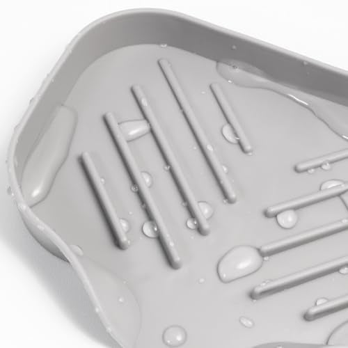 2 PCS Silicone Soap Dish with Drain, Soap Holder Sponge Drain Rack, Self-Draining Sink Organizer Tray for Kitchen & Bathroom - color: Grey