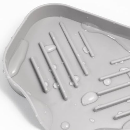 2 PCS Silicone Soap Dish with Drain, Soap Holder Sponge Drain Rack, Self-Draining Sink Organizer Tray for Kitchen & Bathroom - color: Grey