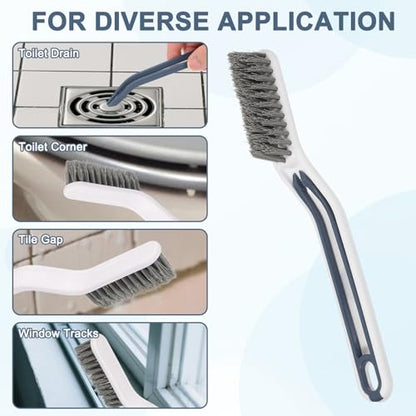 uxcell Crevice Cleaning Brush with Tweezer, Hard Bristle Gap Brush for Tidying Narrow Space, Deep Cleaning Supplies for Kitchen Sink, Toilet, Bathroom, Bathtub, Home, Window, White - color: White