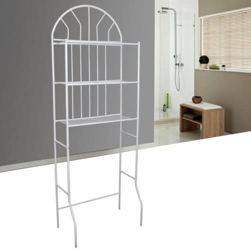 3-Tier Over The Toilet Storage Rack, Bathroom Storage Towel Rack Shelf Metal Iron Space Saver 69.7 x 25.6 x 13.4 Inches, Free Standing Metal Frame Shelf Organizer for Home Bathroom Laundry,White