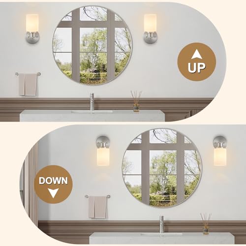 2-Pack 1-Light Vanity Lights, Brushed Nickel Bathroom Light Fixture with Textured Milky White Glass Shade, E26 Modern Vanity Lighting Fixture for Bathroom Wall Sconce - color: Nickel, size: 4.7 Inch : 1-Light
