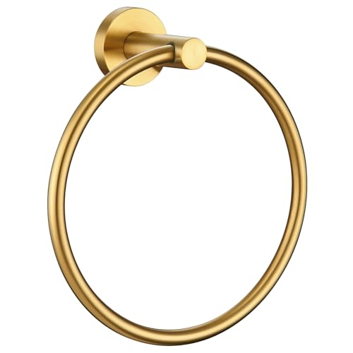 Angle Simple Bathroom Towel Holder, Towel Ring Swivel, Brushed Dark Gold | Solid SUS304 Stainless Steel, Kitchen Dishrag Hanger 7.09", Move Up & Down, Screws Wall Mount - color: Brushed Dark Gold