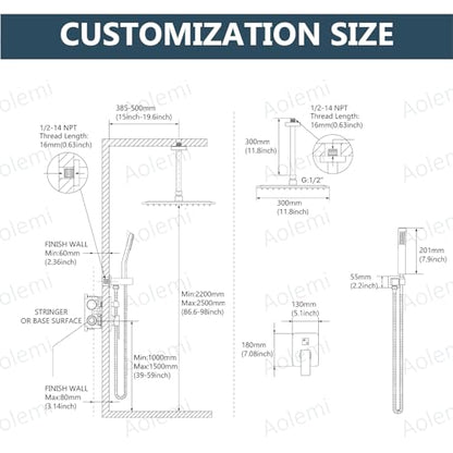 Aolemi Ceiling Shower Faucet Set with Handheld 12" LED Head Polish Chrome | Handheld Spray,12 Inch Rain LED Head,Shower Valve and Trim Kit,All Metal,Ceiling System,Bathroom Mixer - color: Chrome, size: 12 Inch LED Shower Head