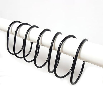Shower Curtain Hooks 12Pcs Rust Proof Metal Double Glide Shower Hooks Rings for Bathroom Shower Rods Curtains Smooth Gliding Curtain Hooks Bathroom Accessories Black