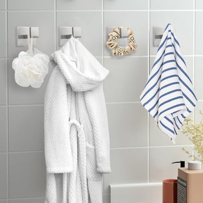 IBosins 4-Pack Towel Hooks Hand Towel Holder Bathroom Robe Hanger Coat Hook | Brushed Silver Square Bath Towel Hook Wall Mount Heavy Duty Stainless Steel Hat Hook for Living Room Bedroom Kitchen Closet - color: Silver