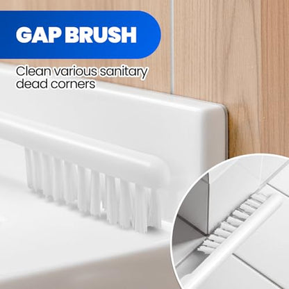 4in1 Toilet Plunger and Brush Set - Home Bathroom Cleaning Tools | 21", Groove Gap Brush, Cleaning Gloves, Heavy Duty Toilet Bowl Cleaner, Apartment Must Haves Bathroom Decor, White - color: White
