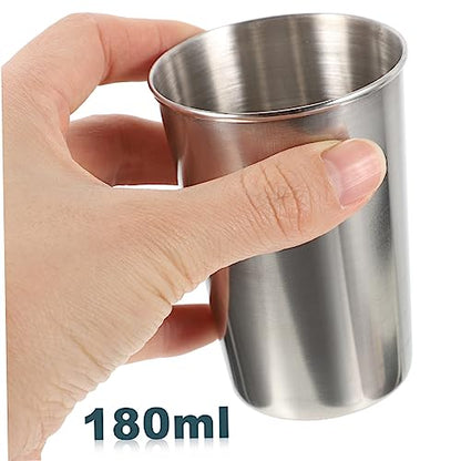 ULTECHNOVO Stainless Steel Water Tumbler Cup Multi Use Beverage Toothbrush Holder Silver Bathroom Cup for Juice Soda Washroom Easy to Clean - size: 8.50X6.00X6.00CM