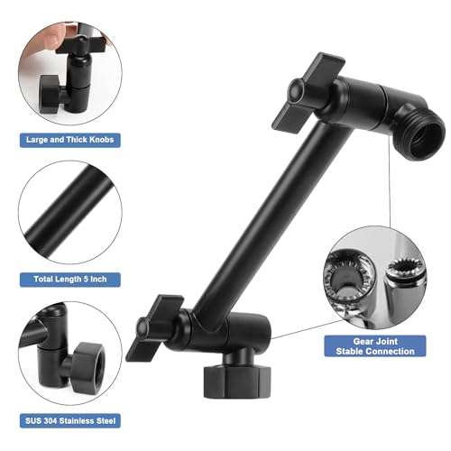 NearMoon Adjustable Shower Arm Universal Connection, Extension Arm, Adjust Angle to Upgrade Shower Experience, Easy to Install, Anti-leak (5 Inch, Matte Black) - color: Matte Black, style: 5 Inch Adjustale