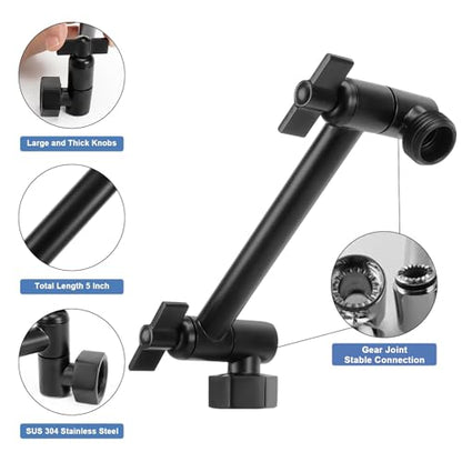 NearMoon Adjustable Shower Arm Universal Connection, Extension Arm, Adjust Angle to Upgrade Shower Experience, Easy to Install, Anti-leak (5 Inch, Matte Black) - color: Matte Black, style: 5 Inch Adjustale