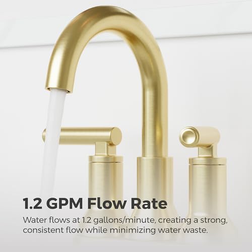 Pfister Capistrano Brushed Gold 3 Hole Centerset Bathroom Faucet LF048CSOBG | Push & Seal drain included, TiteSeal no-putty install, EPA WaterSense 30% savings, NSF lead-free, Lifetime finish coverage - color: Brushed Gold, size: 1 Pack