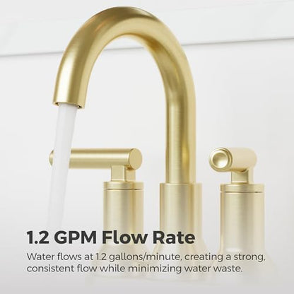 Pfister Capistrano Brushed Gold 3 Hole Centerset Bathroom Faucet LF048CSOBG | Push & Seal drain included, TiteSeal no-putty install, EPA WaterSense 30% savings, NSF lead-free, Lifetime finish coverage - color: Brushed Gold, size: 1 Pack