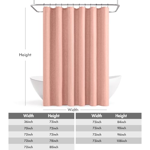 ANRODUO Blush Pink Linen Textured Fabric Shower Curtain Set - W72xL72 | Farmhouse Shower Curtain with 12 Metal Hooks, Waterproof Heavy Duty, Button Hole Design, Machine Washable for Bathroom - color: Blush Pink, size: 72"W x 72"L (Pack of 1)