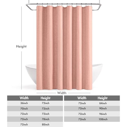 ANRODUO Blush Pink Linen Textured Fabric Shower Curtain Set - W72xL72 | Farmhouse Shower Curtain with 12 Metal Hooks, Waterproof Heavy Duty, Button Hole Design, Machine Washable for Bathroom - color: Blush Pink, size: 72"W x 72"L (Pack of 1)