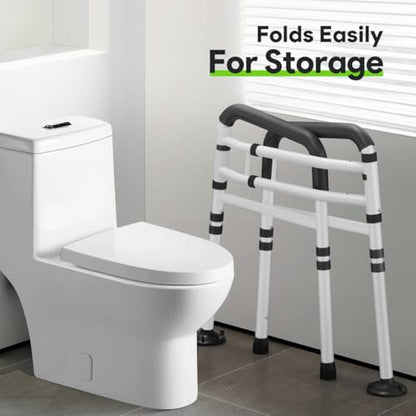 Delog Stand Alone Toilet Safety Rail - Adjustable Width & Height Fit Any Toilet, Medical Toilet Frame for Elderly Handicap Disabled (Black) - color: Black