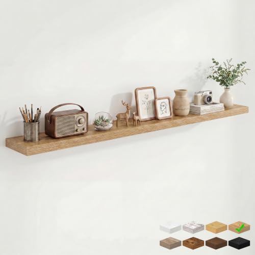 9.25in Depth 72in Floating Shelves, 72x9.25x1.4,Light Brown, Set of 1 | Long Wall Mounted Engineered Wood Shelves with Invisible Brackets for Living Room, Bedroom, Bathroom, Kitchen, - color: Cedar Wood, size: 72x9.25x1.5in, 1 Pack