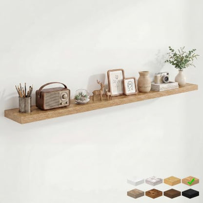 9.25in Depth 72in Floating Shelves, 72x9.25x1.4,Light Brown, Set of 1 | Long Wall Mounted Engineered Wood Shelves with Invisible Brackets for Living Room, Bedroom, Bathroom, Kitchen, - color: Cedar Wood, size: 72x9.25x1.5in, 1 Pack